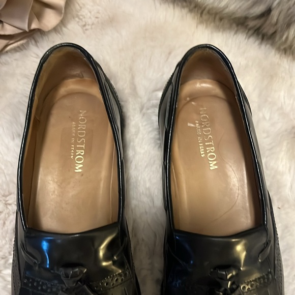 Nordstrom Italy Men’s Black Leather Slip On Wingtip Kiltie Tassel Oxford Loafers main image 7